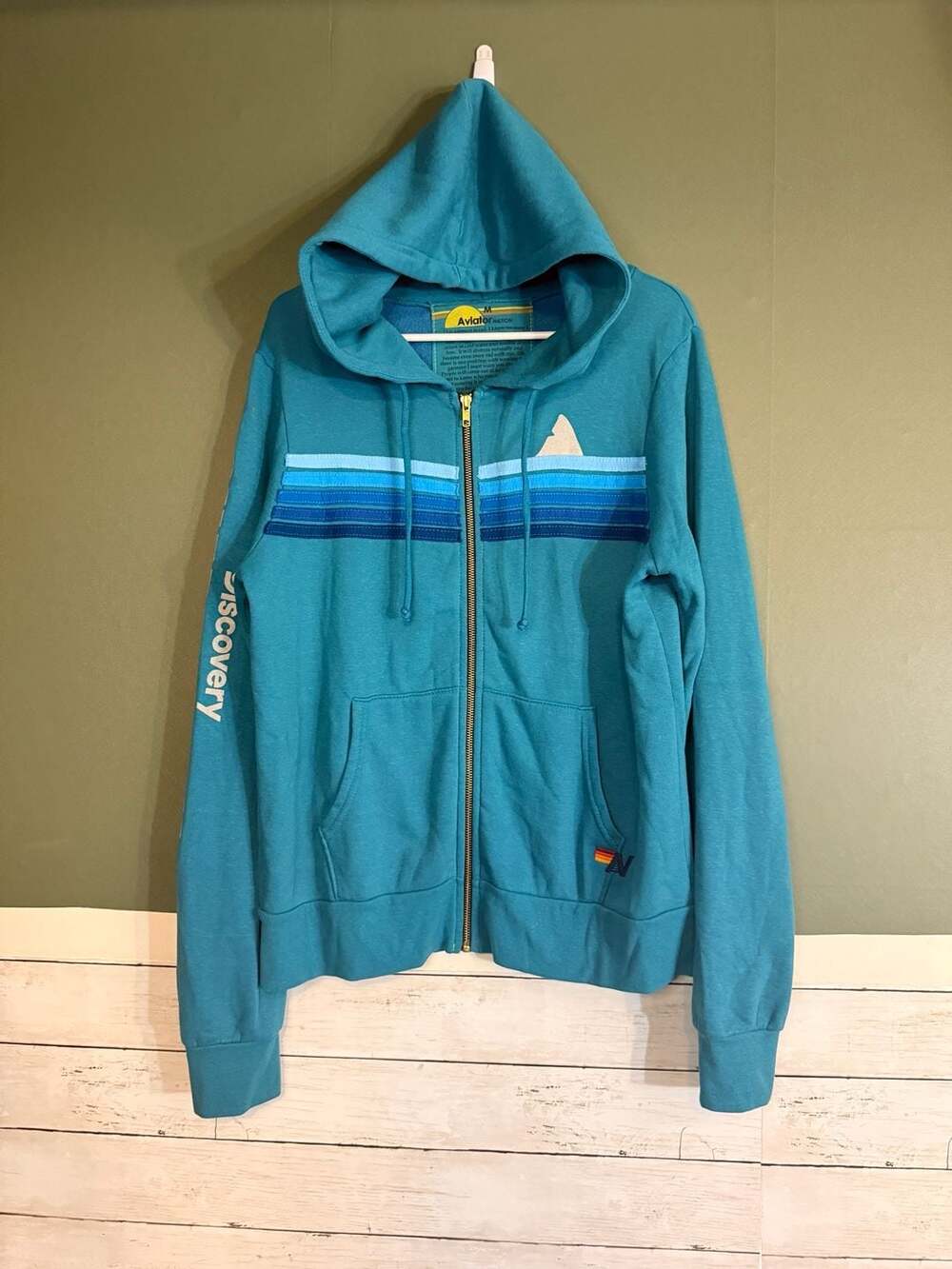 Aviator Nation Shark Week Limited Edition Zip Hoodie Size M Blue